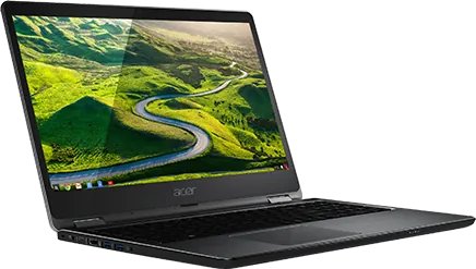 Acer laptop with a landscape wallpaper on screen