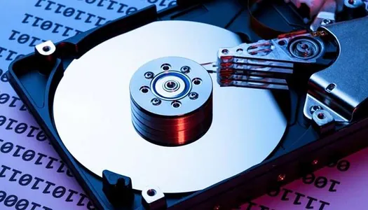 Open hard drive with its platter exposed